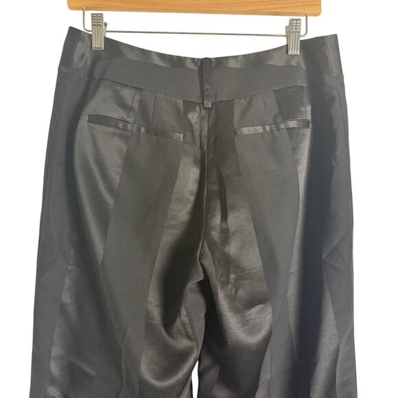 Grace Dane Lewis Black Satin Striped Wide Leg Trouser Dress Pants Size 8 - Picture 6 of 8